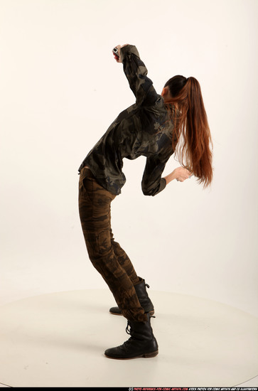 Woman Young Athletic White Fighting with gun Standing poses Army