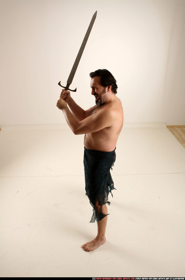 Man Old Average White Fighting with sword Standing poses Army