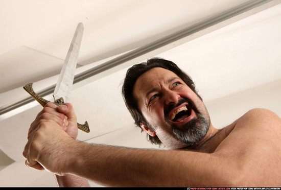 Man Old Average White Fighting with sword Standing poses Army