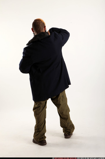 Man Adult Athletic White Standing poses Coat Fighting with shotgun