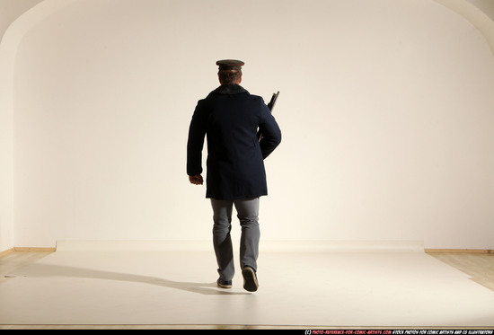 Man Adult Muscular White Moving poses Army Fighting with shotgun