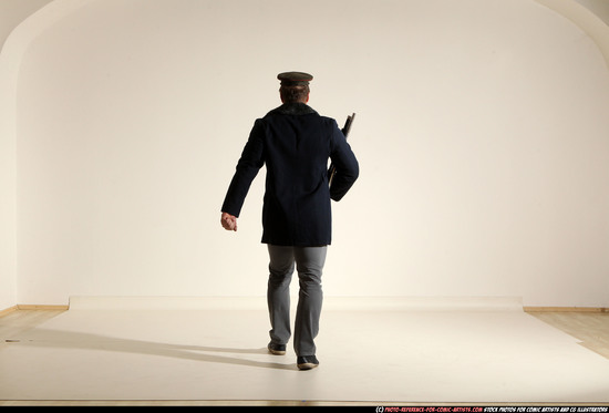 Man Adult Muscular White Moving poses Army Fighting with shotgun