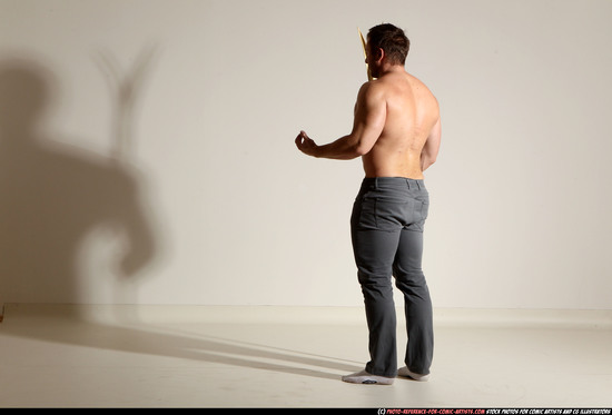 Man Adult Muscular White Magic Moving poses Pants