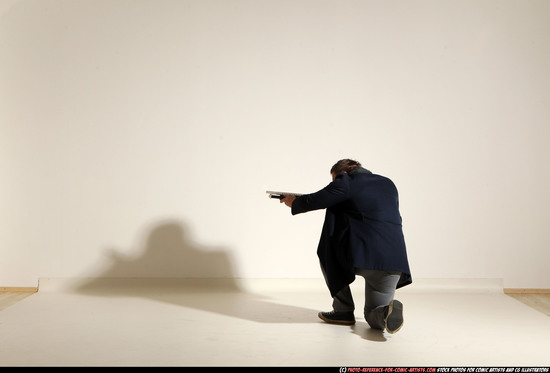 Man Adult Muscular White Moving poses Casual Fighting with shotgun