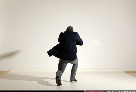 Man Adult Muscular White Moving poses Casual Fighting with shotgun