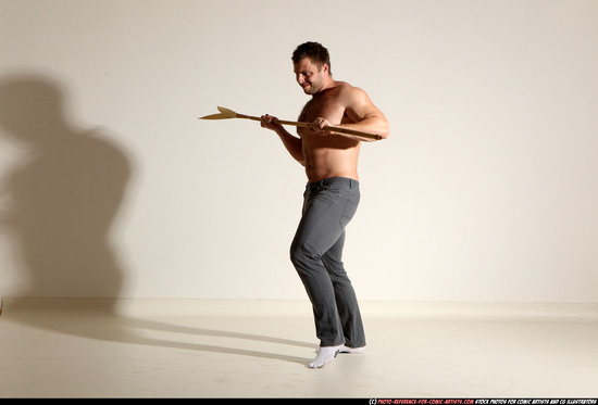 Man Adult Muscular White Magic Moving poses Pants