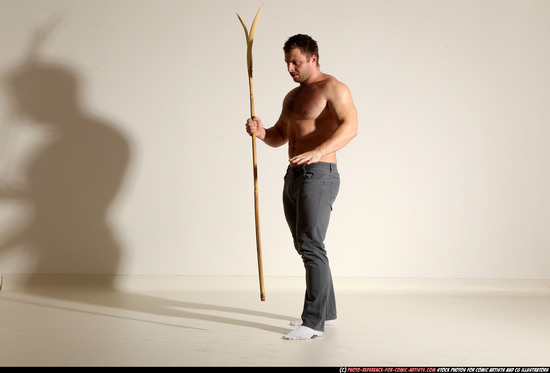 Man Adult Muscular White Magic Moving poses Pants