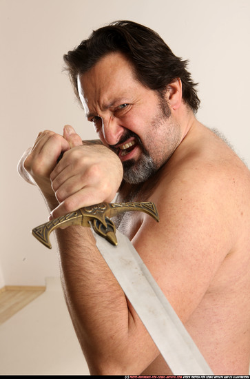 Man Old Average White Fighting with sword Standing poses Army