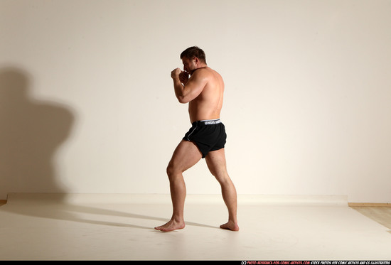 Man Adult Muscular White Kick fight Moving poses Underwear