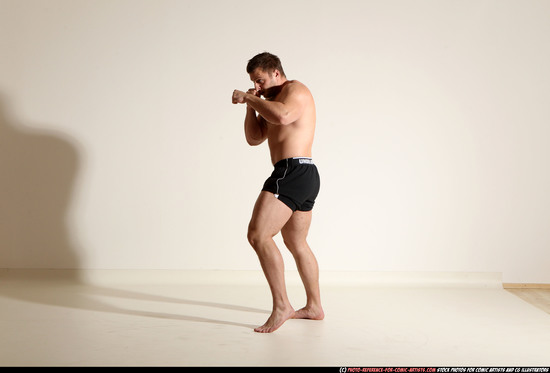 Man Adult Muscular White Fist fight Moving poses Underwear