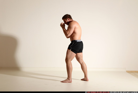 Man Adult Muscular White Fist fight Moving poses Underwear