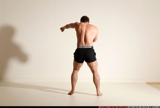 Man Adult Muscular White Fist fight Moving poses Underwear