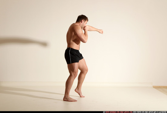 Man Adult Muscular White Fist fight Moving poses Underwear