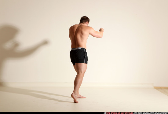 Man Adult Muscular White Fist fight Moving poses Underwear