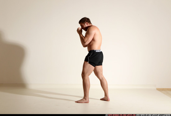 Man Adult Muscular White Fist fight Moving poses Underwear