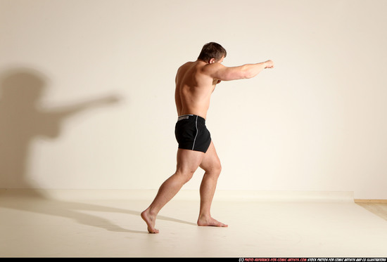 Man Adult Muscular White Fist fight Moving poses Underwear