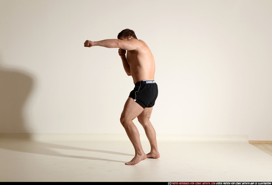 Man Adult Muscular White Fist fight Moving poses Underwear