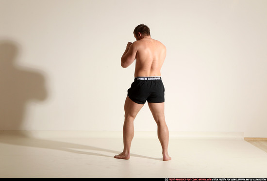 Man Adult Muscular White Fist fight Moving poses Underwear