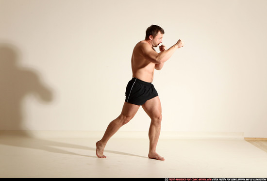 Man Adult Muscular White Fist fight Moving poses Underwear