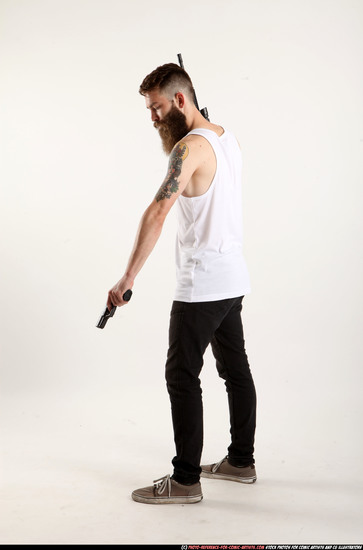 Man Adult Athletic White Fighting with gun Standing poses Casual