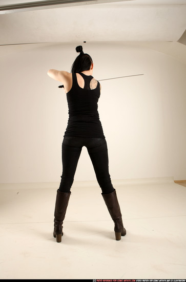 Woman Adult Athletic White Fighting with sword Standing poses Casual