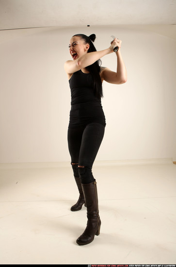 Woman Adult Athletic White Fighting with sword Standing poses Casual