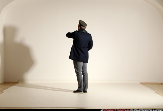 Man Adult Muscular White Moving poses Army Fighting with shotgun