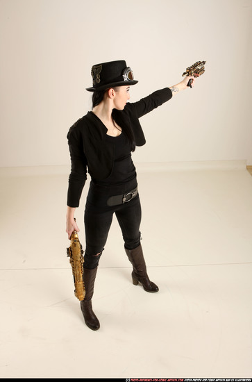 Woman Adult Athletic White Fighting with gun Standing poses Casual