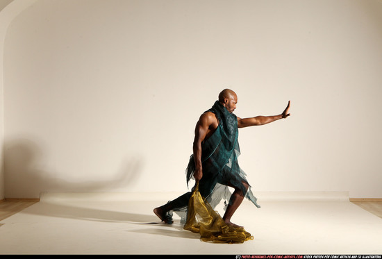 Man Adult Athletic Black Magic Moving poses Army