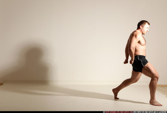 Man Adult Muscular White Fighting without gun Moving poses Underwear