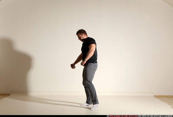 Man Adult Muscular White Throwing Moving poses Casual