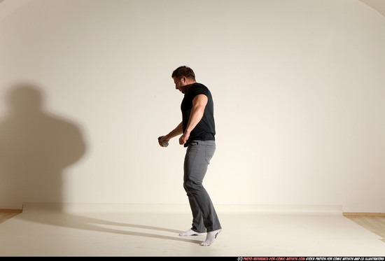 Man Adult Muscular White Throwing Moving poses Casual