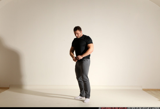 Man Adult Muscular White Throwing Moving poses Casual