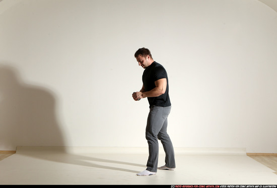 Man Adult Muscular White Throwing Moving poses Casual