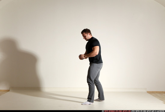 Man Adult Muscular White Throwing Moving poses Casual