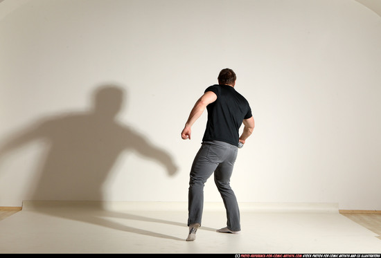 Man Adult Muscular White Throwing Moving poses Casual