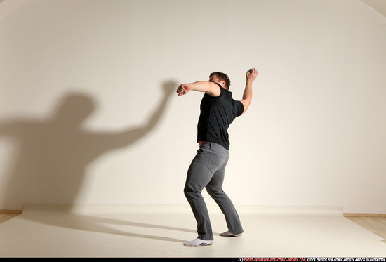 Man Adult Muscular White Throwing Moving poses Casual