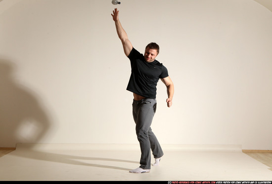 Man Adult Muscular White Throwing Moving poses Casual