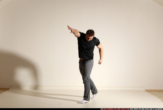 Man Adult Muscular White Throwing Moving poses Casual