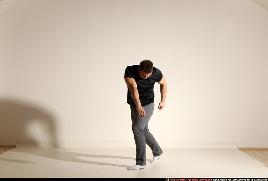 Man Adult Muscular White Throwing Moving poses Casual