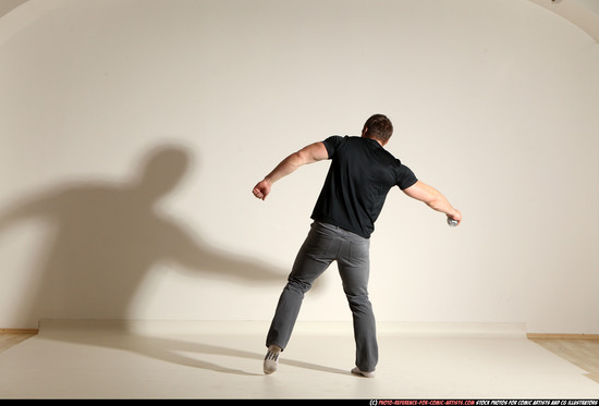 Man Adult Muscular White Throwing Moving poses Casual