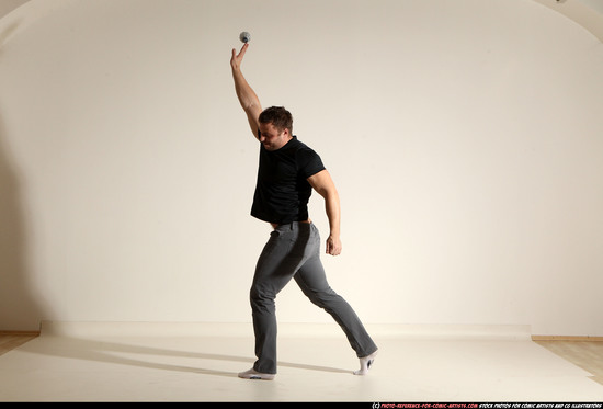 Man Adult Muscular White Throwing Moving poses Casual