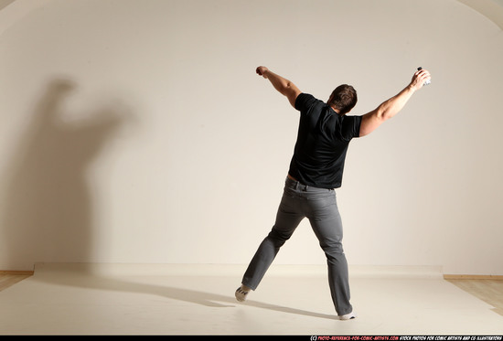 Man Adult Muscular White Throwing Moving poses Casual