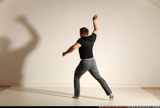 Man Adult Muscular White Throwing Moving poses Casual