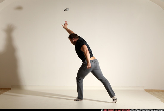 Man Adult Muscular White Throwing Moving poses Casual