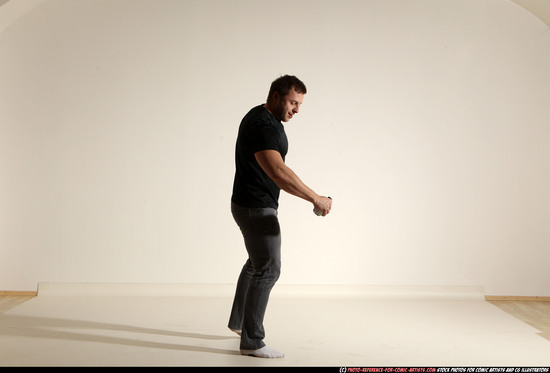 Man Adult Muscular White Throwing Moving poses Casual