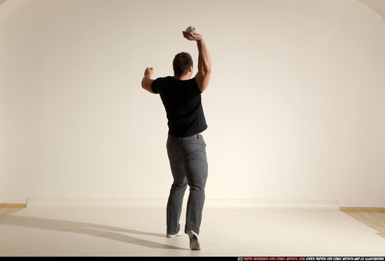 Man Adult Muscular White Throwing Moving poses Casual