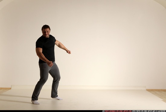 Man Adult Muscular White Throwing Moving poses Casual