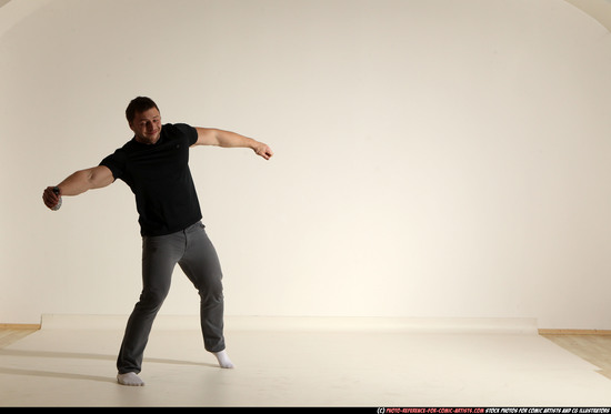 Man Adult Muscular White Throwing Moving poses Casual