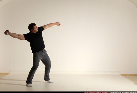 Man Adult Muscular White Throwing Moving poses Casual